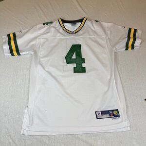 Reebok NFL Green Bay Packers Brett Favre #4 Jersey Youth XL White Away Football